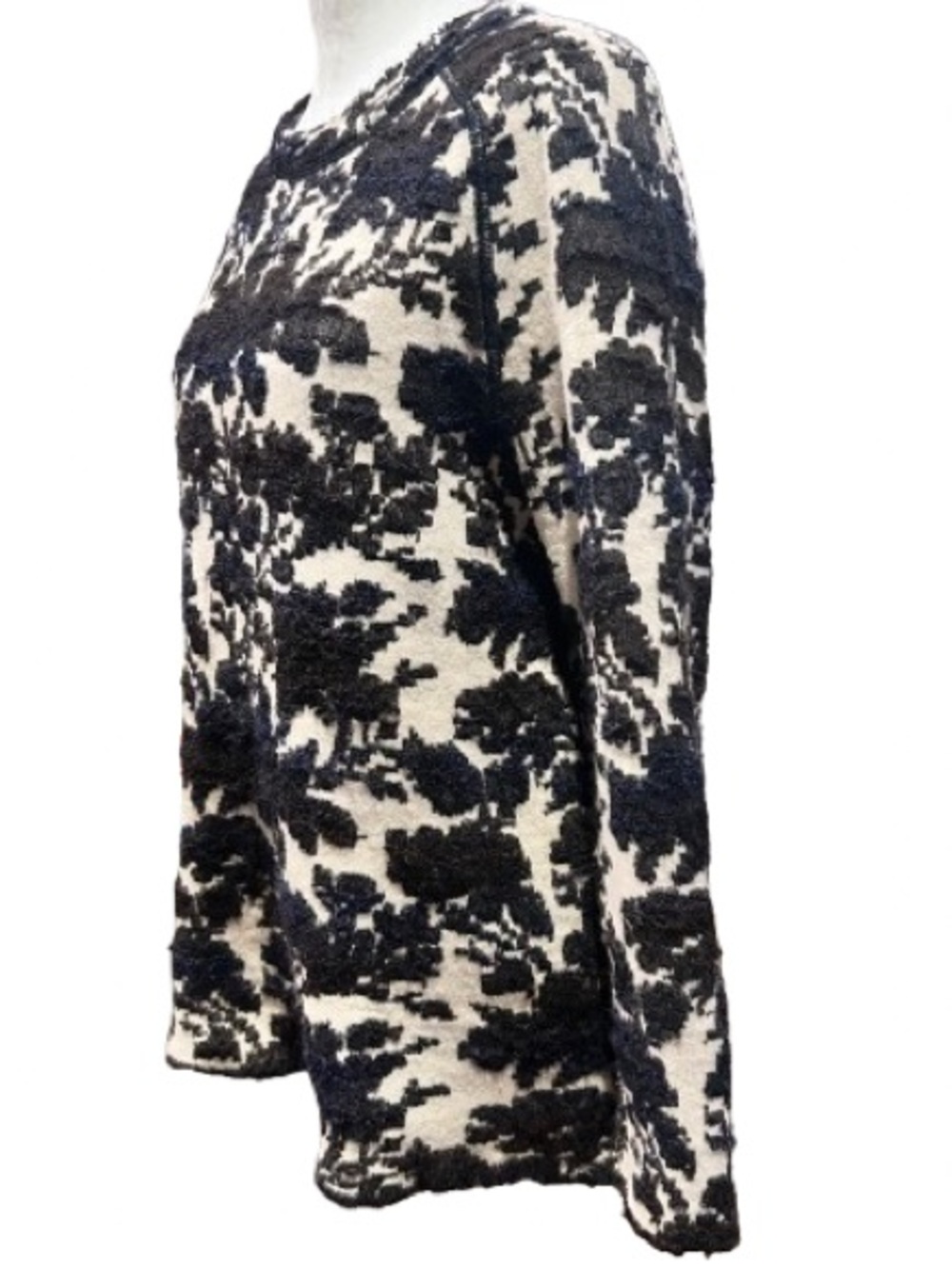 Tory Burch Floral Mohair Jacquard Blend Sweater Quiet Luxury Size M